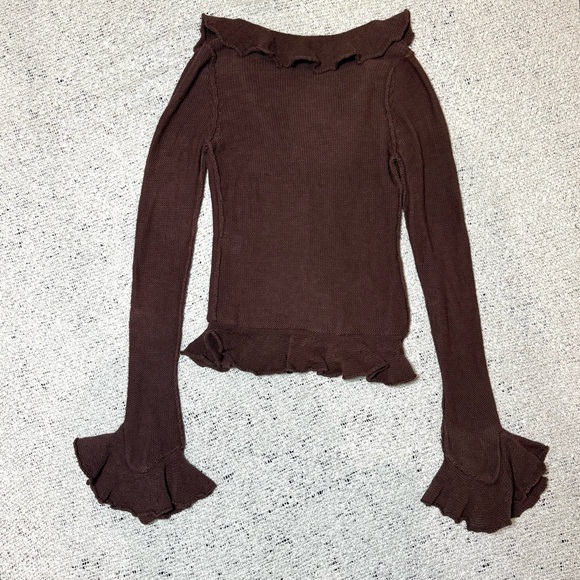 Brown Ruffled Cardigan - Picture 7 of 8